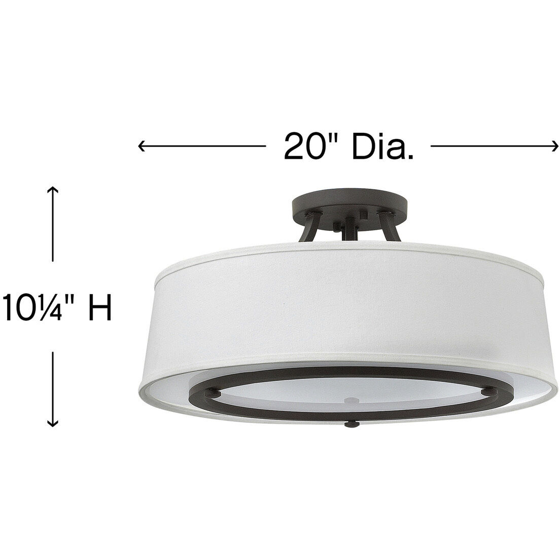 Harrison 3 Light 20 inch Buckeye Bronze Indoor Semi-Flush Mount Ceiling Light