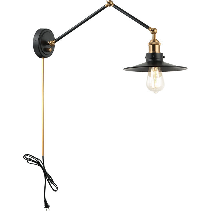 Brixson 1 Light 8.75 inch Aged Gold Brass and Black Wall Sconce Wall Light