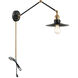 Brixson 1 Light 9 inch Aged Gold Brass and Black Wall Sconce Wall Light