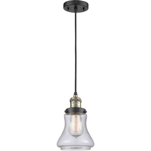 Franklin Restoration Bellmont 1 Light 6 inch Black Antique Brass Mini Pendant Ceiling Light in Seedy Glass, Franklin Restoration