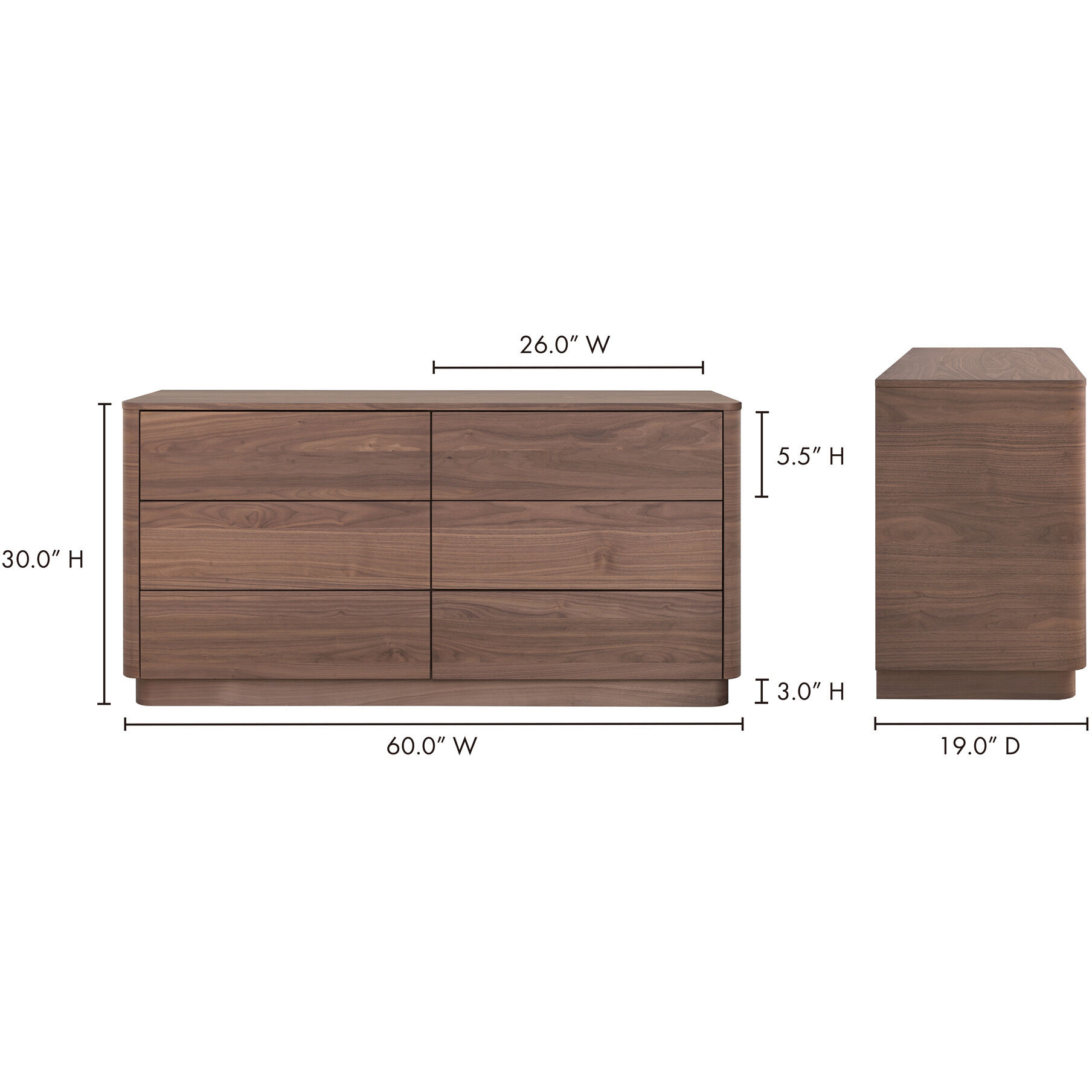 Round Off Brown Dresser