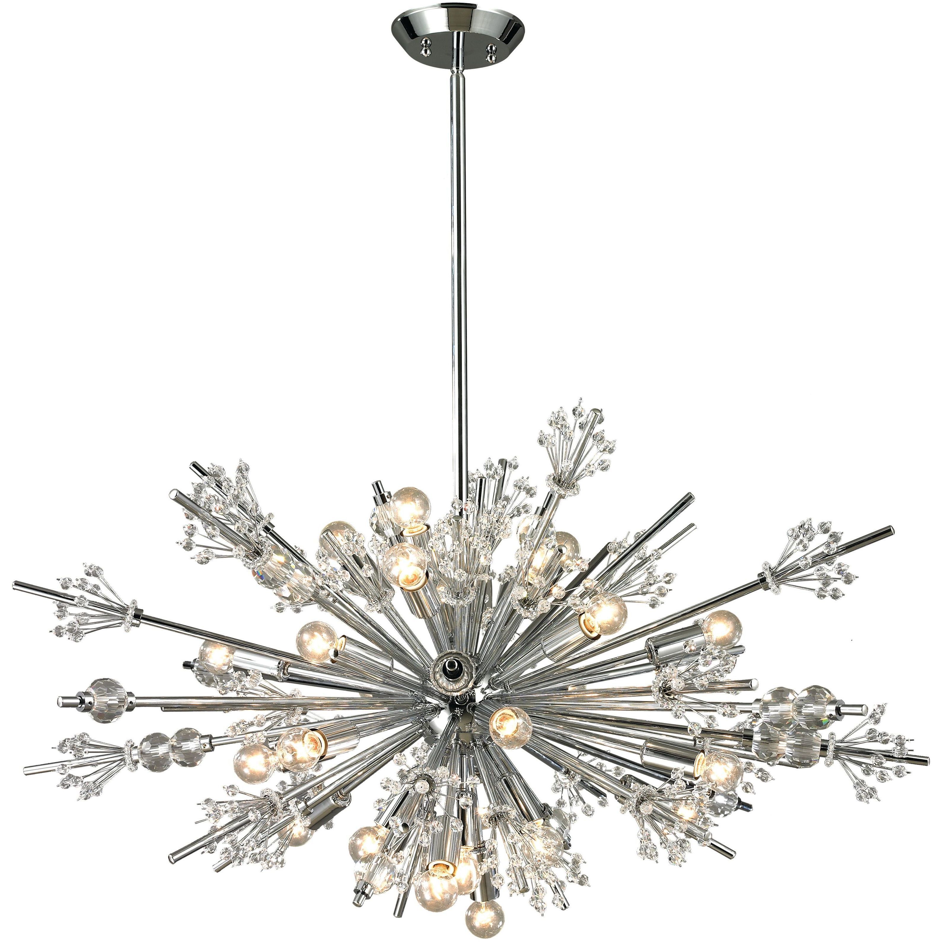 Starburst 24 Light 36 inch Polished Chrome with Clear Chandelier Ceiling Light