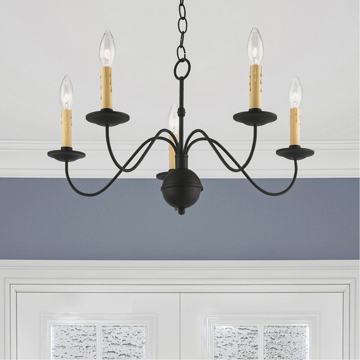 Heritage 5 Light 24 inch Black Chandelier Ceiling Light