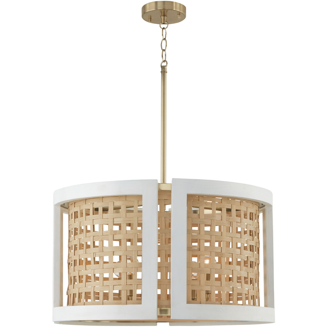 Lola 4 Light 24 inch Flat White and Matte Brass Pendant Ceiling Light