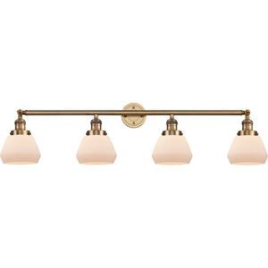 Franklin Restoration Fulton LED 43 inch Brushed Brass Bath Vanity Light Wall Light in Matte White Glass, Franklin Restoration