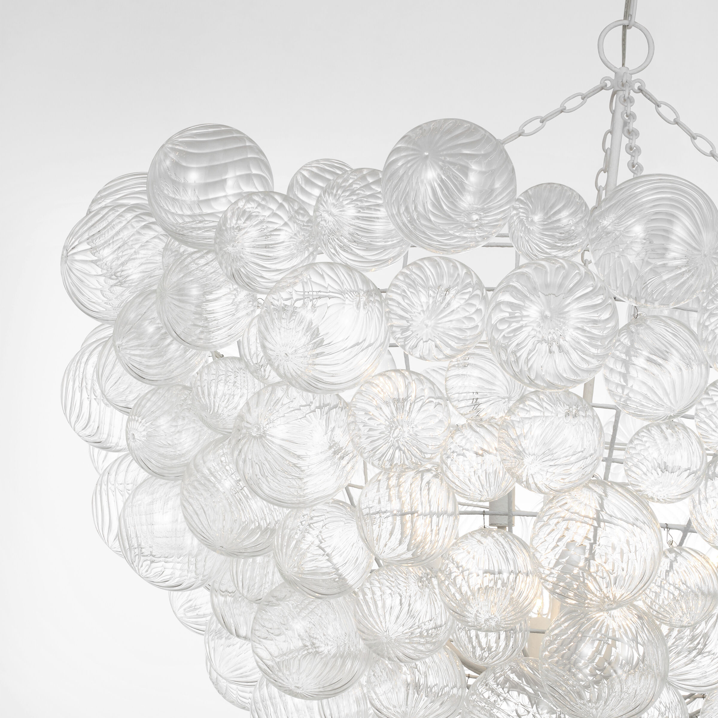 Julie Neill Talia LED 56.25 inch Plaster White and Clear Swirled Glass Chandelier Ceiling Light
