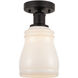 Edison Ellery 1 Light 5 inch Oil Rubbed Bronze Semi-Flush Mount Ceiling Light in White