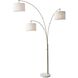 Bowery 74 inch 100 watt Antique Brass Arc Lamp Portable Light in Off-White Textured Linen