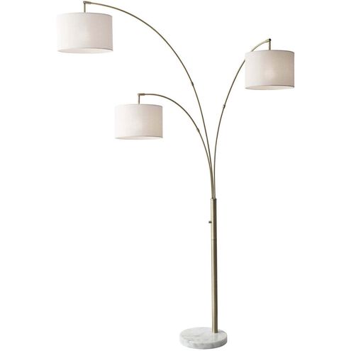 Bowery 74 inch 100 watt Antique Brass Arc Lamp Portable Light in Off-White Textured Linen
