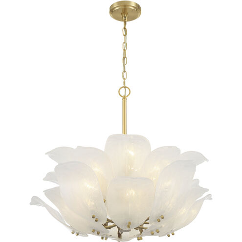 Orchid 10 Light 28.5 inch Legacy Brass Pendant Ceiling Light in White Handmade Glass