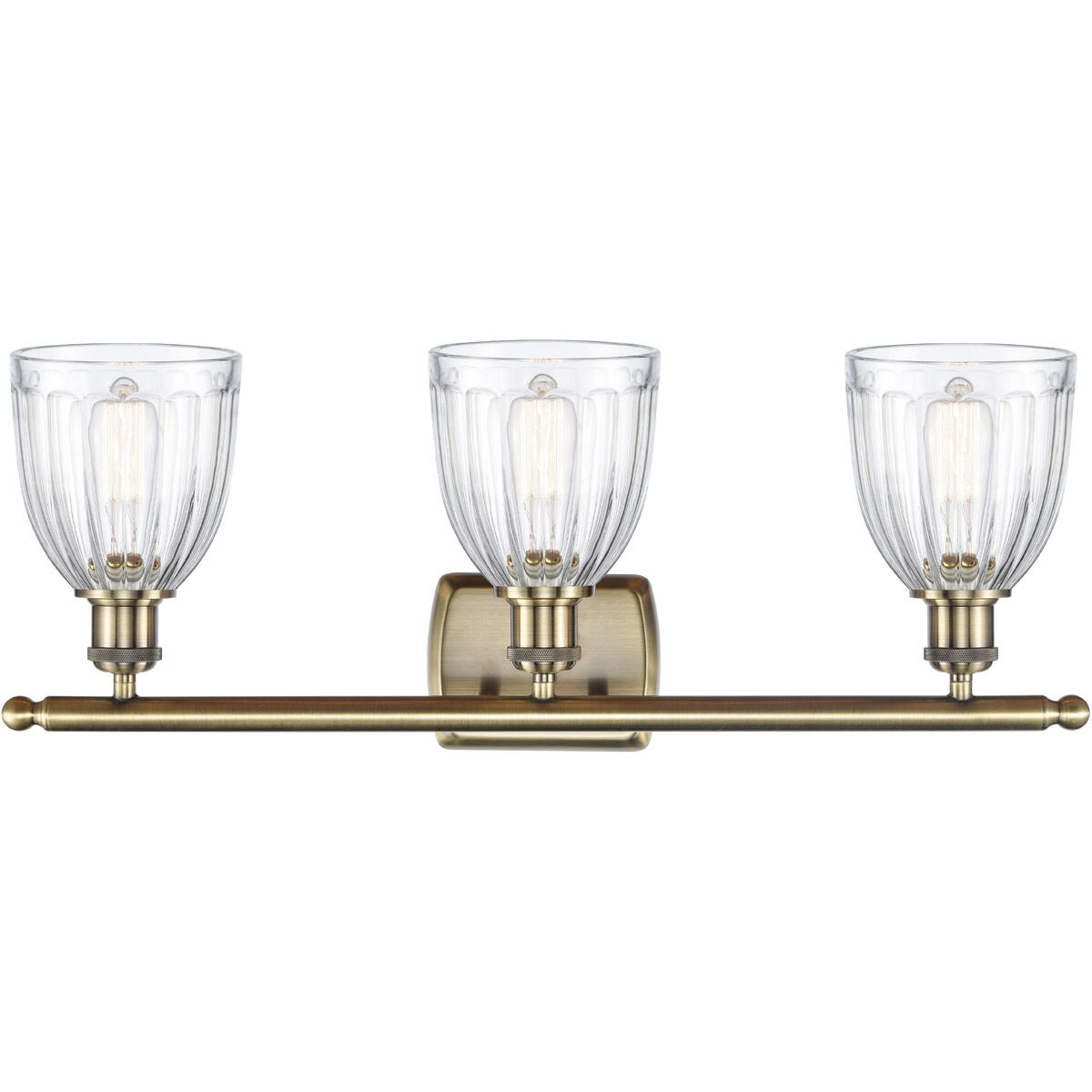 Ballston Brookfield 3 Light 26 inch Antique Brass Bath Vanity Light Wall Light in Incandescent, Clear Glass, Ballston