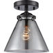 Nouveau Large Cone 1 Light 8 inch Oil Rubbed Bronze Semi-Flush Mount Ceiling Light in Plated Smoke Glass, Nouveau