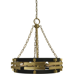 Eden 6 Light 24 inch Brushed Brass with Matte Black Chandelier Ceiling Light 