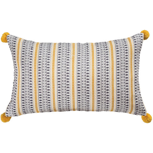Marley 20 X 5.5 inch Mustard/Blue Pillow