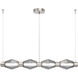 Aalto Mandrel Linear Chandelier Ceiling Light in 3000K LED, Optic Rib Smoke, Metallic Beige Silver