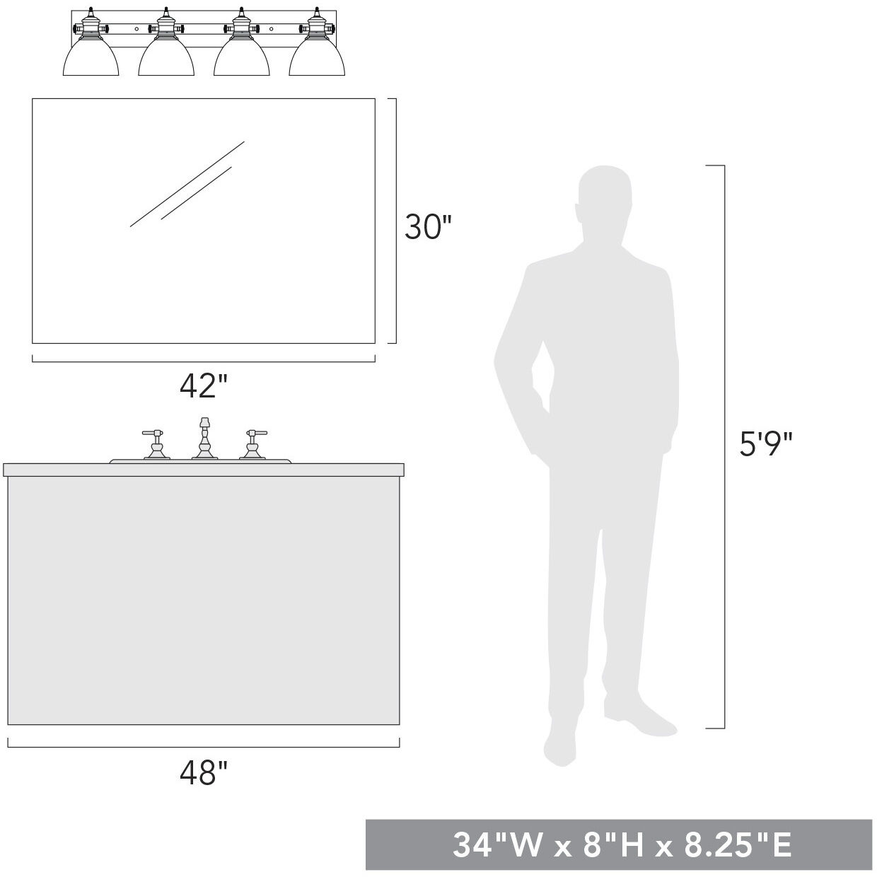 Yep Hines Vanity Wall Light in Matte Black, Seeded Glass