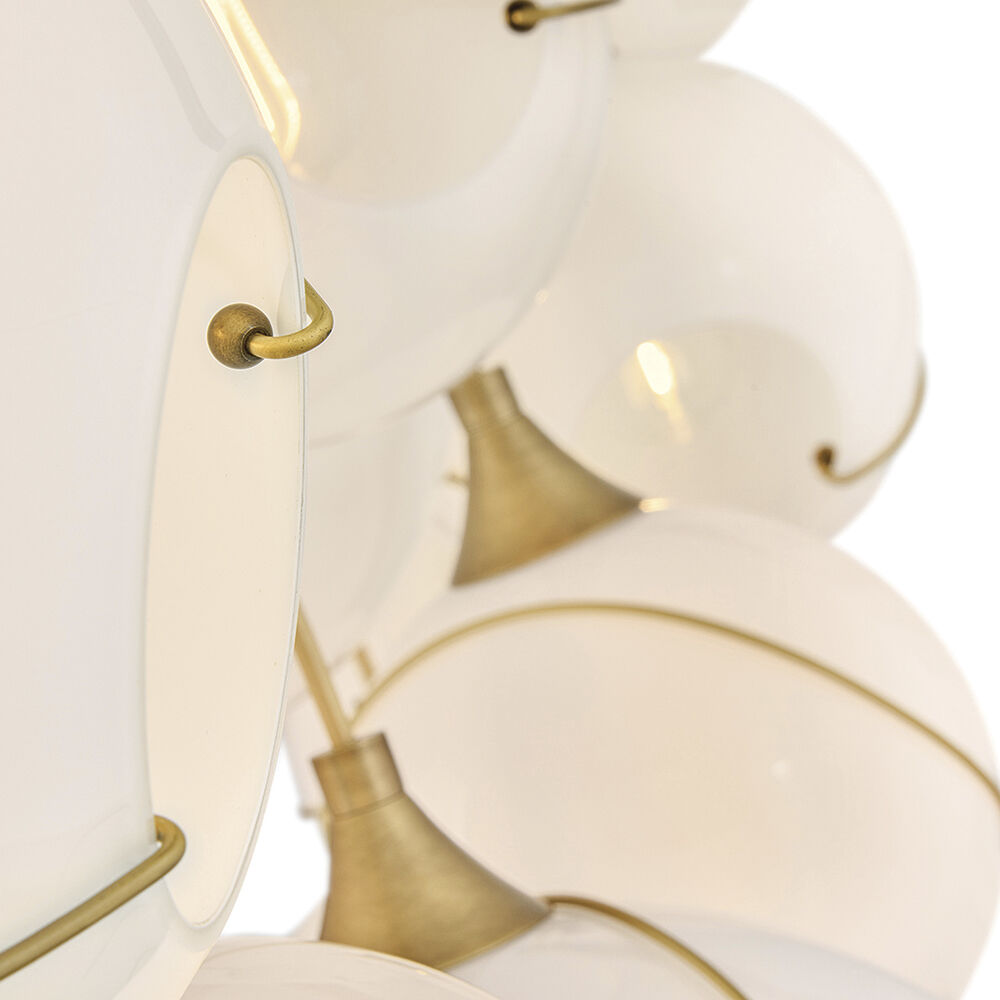 Lisa McDennon Skye 13 Light 60.25 inch Heritage Brass Linear Pendant Ceiling Light in Heritage Brass / Cased Opal