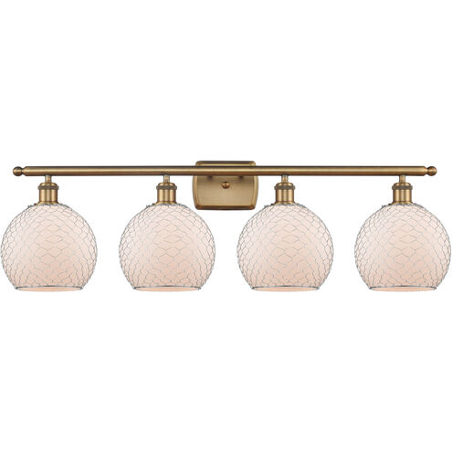 Ballston Farmhouse Chicken Wire 4 Light 36 inch Brushed Brass Bath Vanity Light Wall Light, Ballston