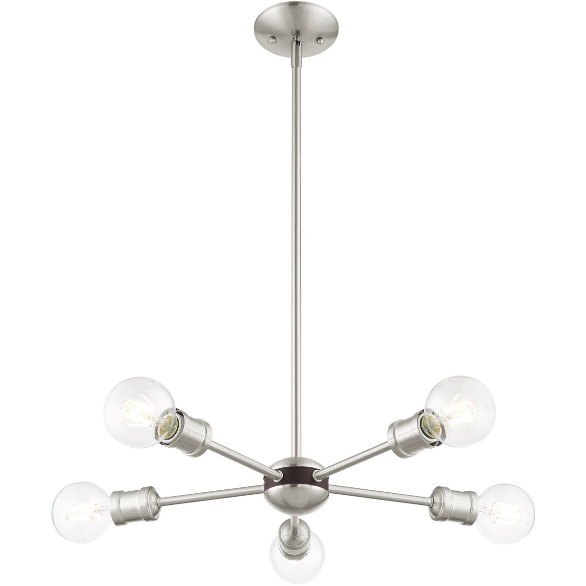Lansdale 5 Light 19 inch Brushed Nickel with Bronze Accents Chandelier Ceiling Light