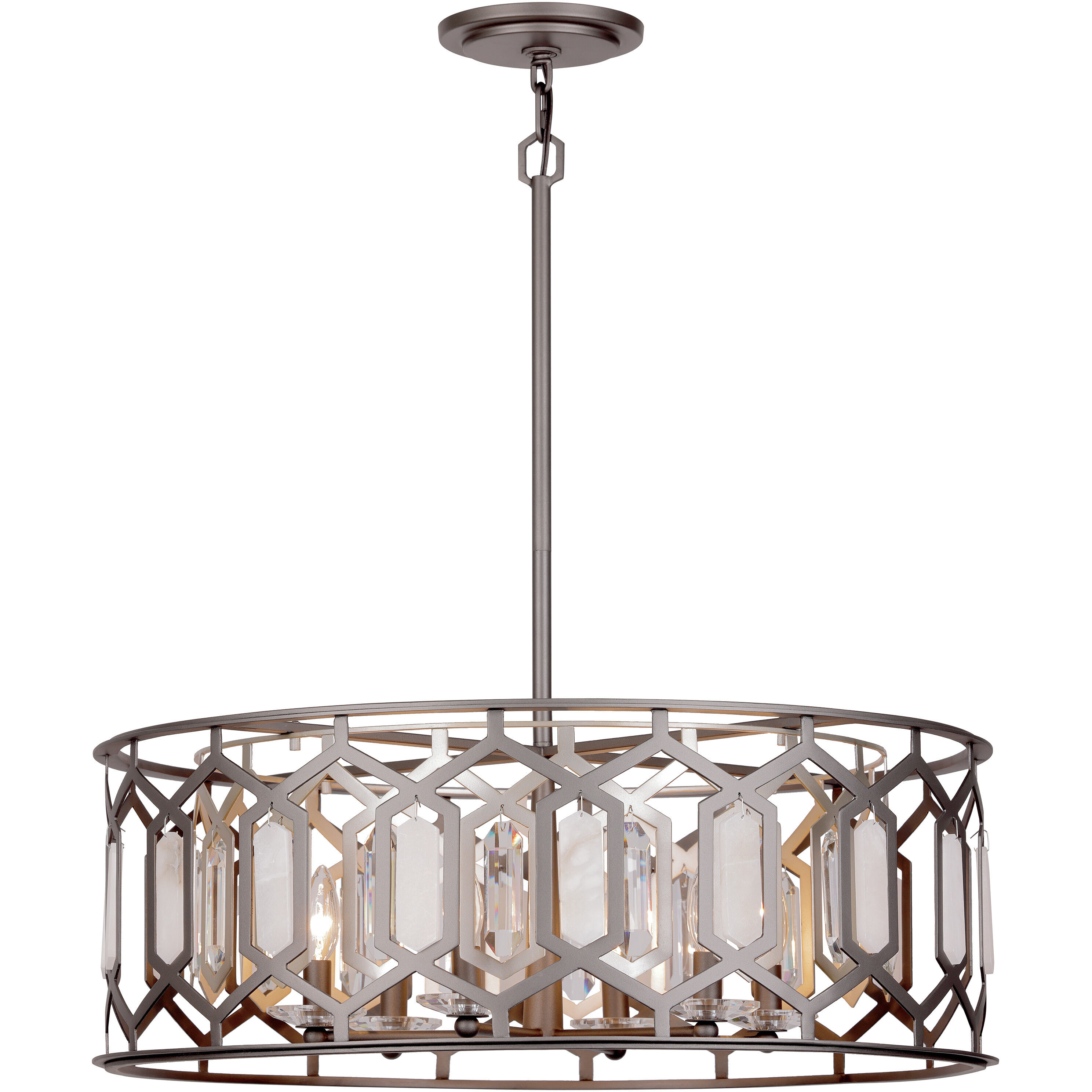Hexly 6 Light 28 inch Bronze and Sultry Silver Pendant Ceiling Light