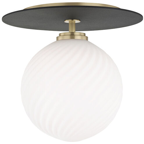 Ellis LED 10 inch Aged Brass and Black Flush Mount Ceiling Light