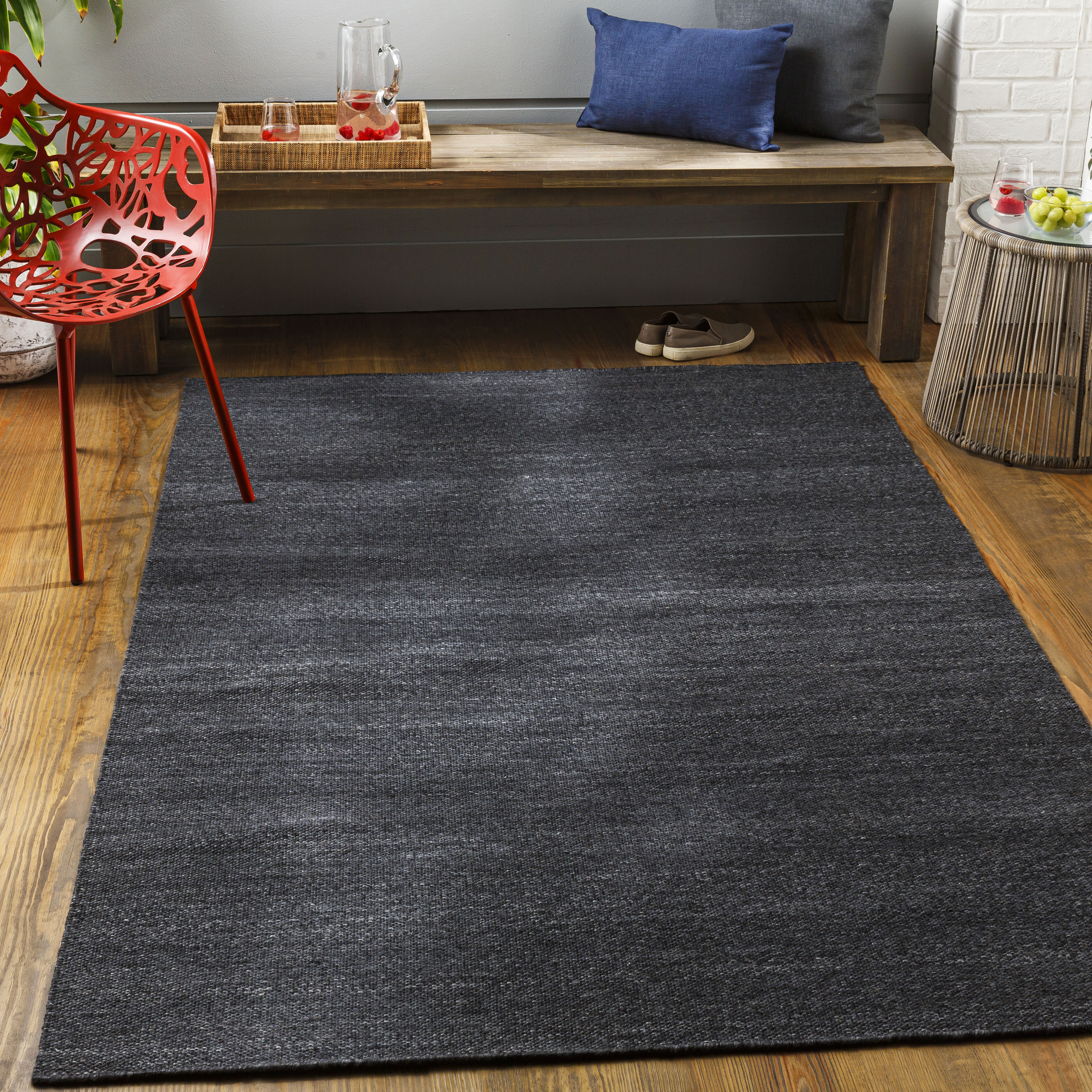Acacia 90 X 60 inch Black Rug in 5 x 8, Rectangle