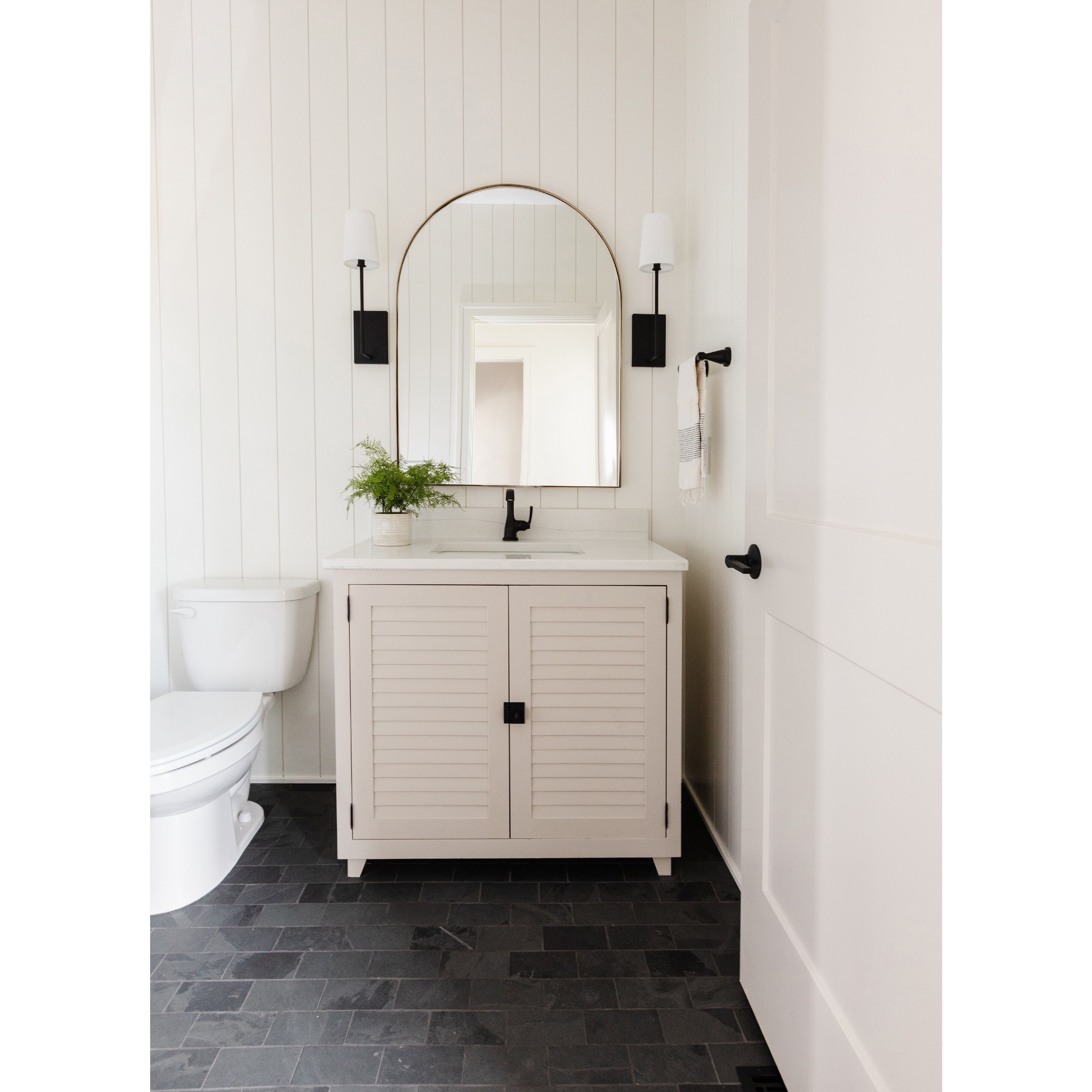 Lena Bath Sconce Wall Light in Black Forged