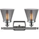 Ballston Small Cone LED 16 inch Polished Chrome Bath Vanity Light Wall Light in Plated Smoke Glass, Ballston