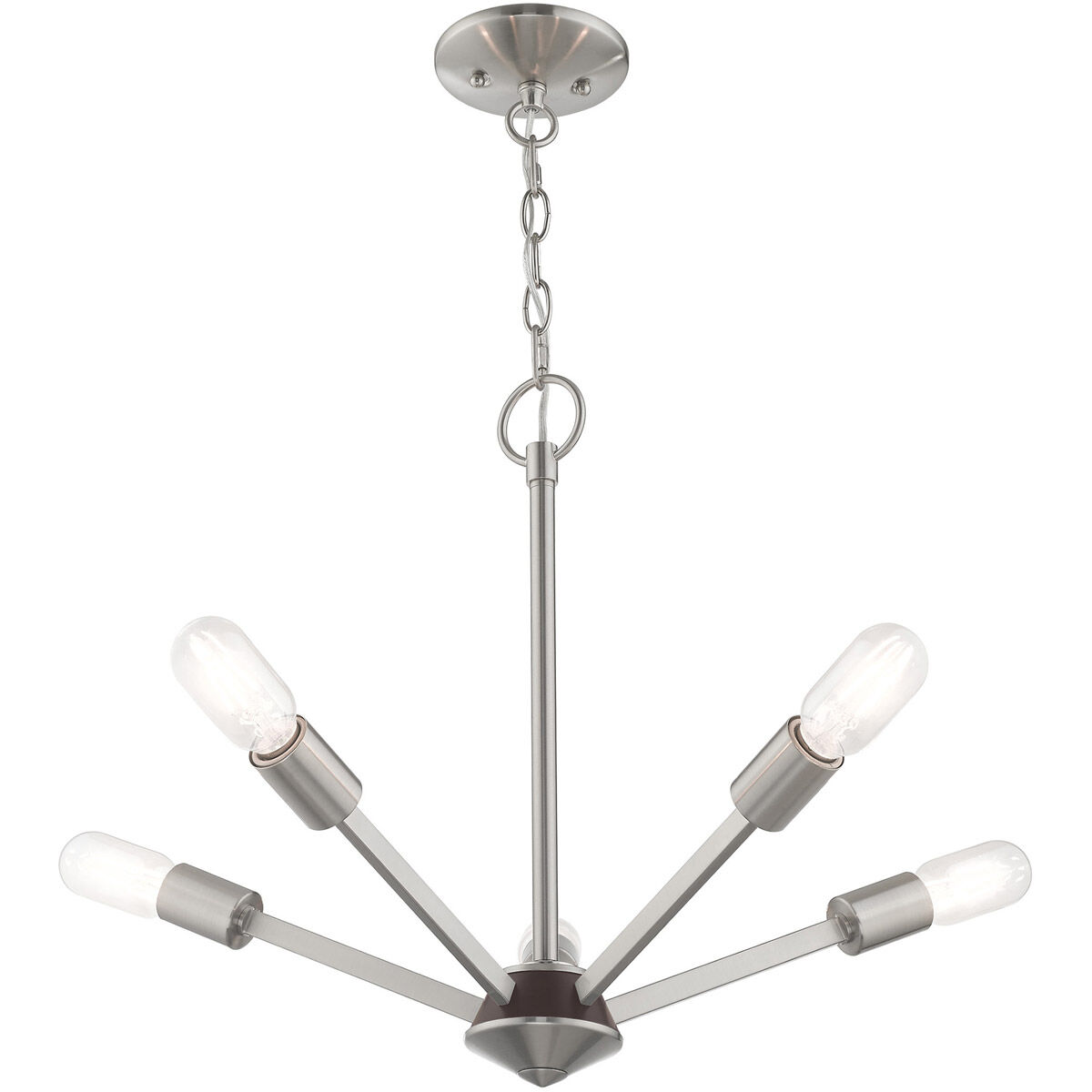 Prague 5 Light 20 inch Brushed Nickel Chandelier Ceiling Light