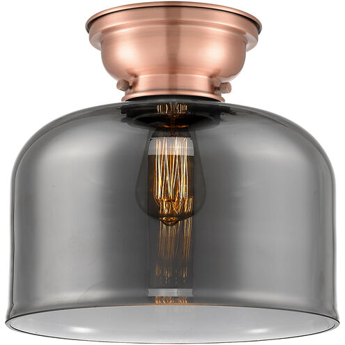 Aditi X-Large Bell 1 Light 12 inch Antique Copper Flush Mount Ceiling Light in Plated Smoke Glass, Aditi
