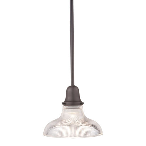 Edison 1 Light 8 inch Old Bronze Pendant Ceiling Light in Ribbed Clear Glass, R08