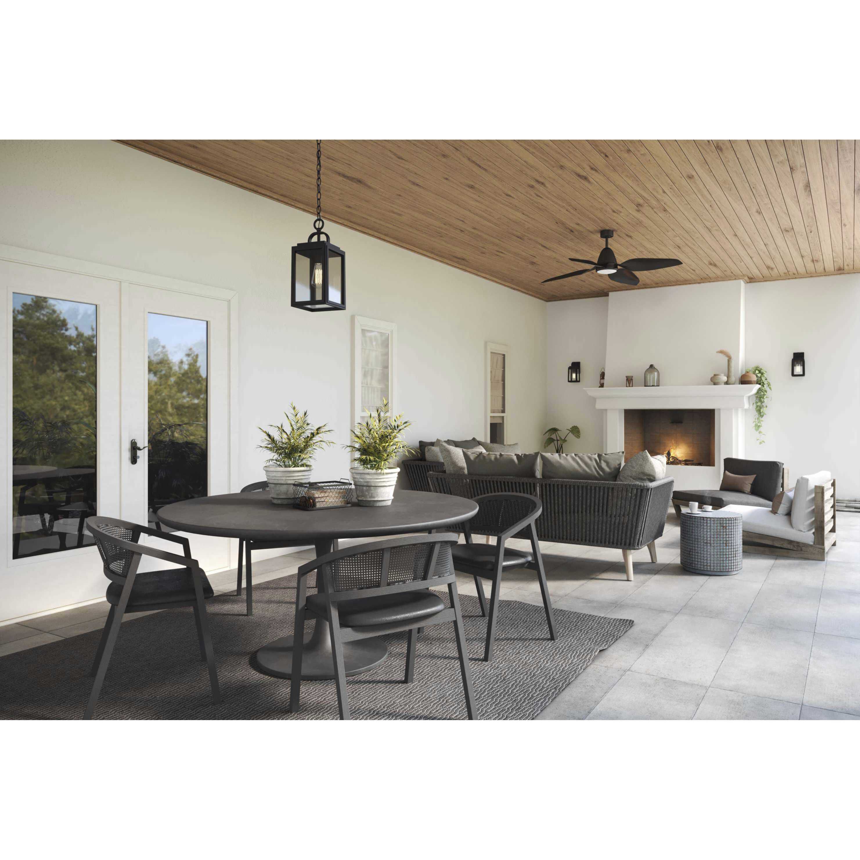 Grandbury 1 Light 7 inch Textured Black Outdoor Hanging Lantern, with DURASHIELD