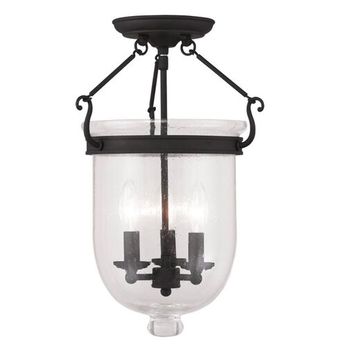 Jefferson 3 Light 12 inch Black Semi-Flush Mount Ceiling Light