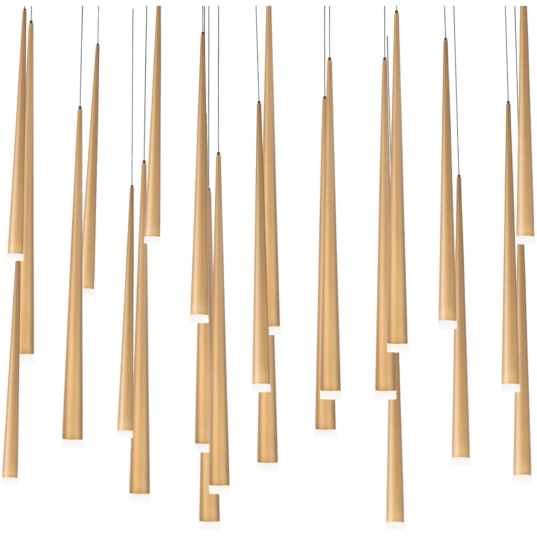 Cascade LED 12 inch Aged Brass Multi-Light Pendant Ceiling Light in 23, Linear, 28in.