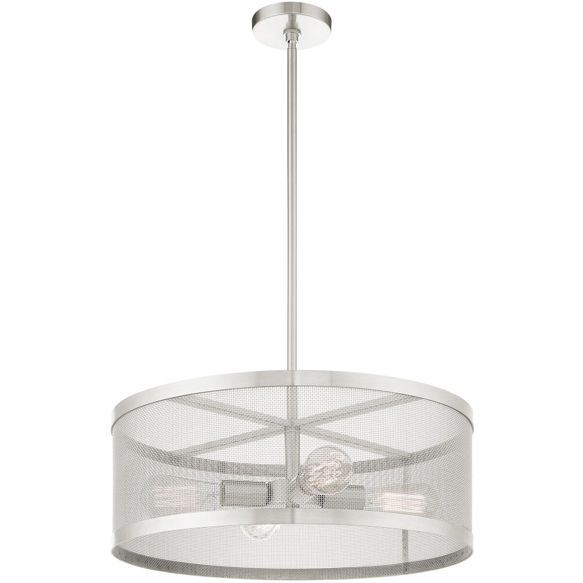 Industro 4 Light 20 inch Brushed Nickel Chandelier Ceiling Light