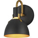 Dusk 1 Light 6 inch Black and Antique Brass Bath Vanity Wall Light
