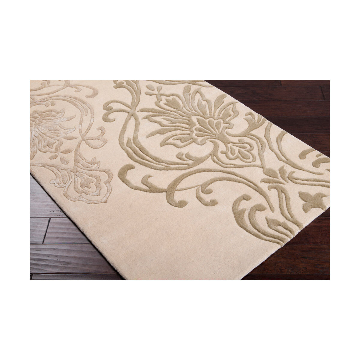 Modern Classics 36 X 24 inch Neutral and Green Area Rug, Wool