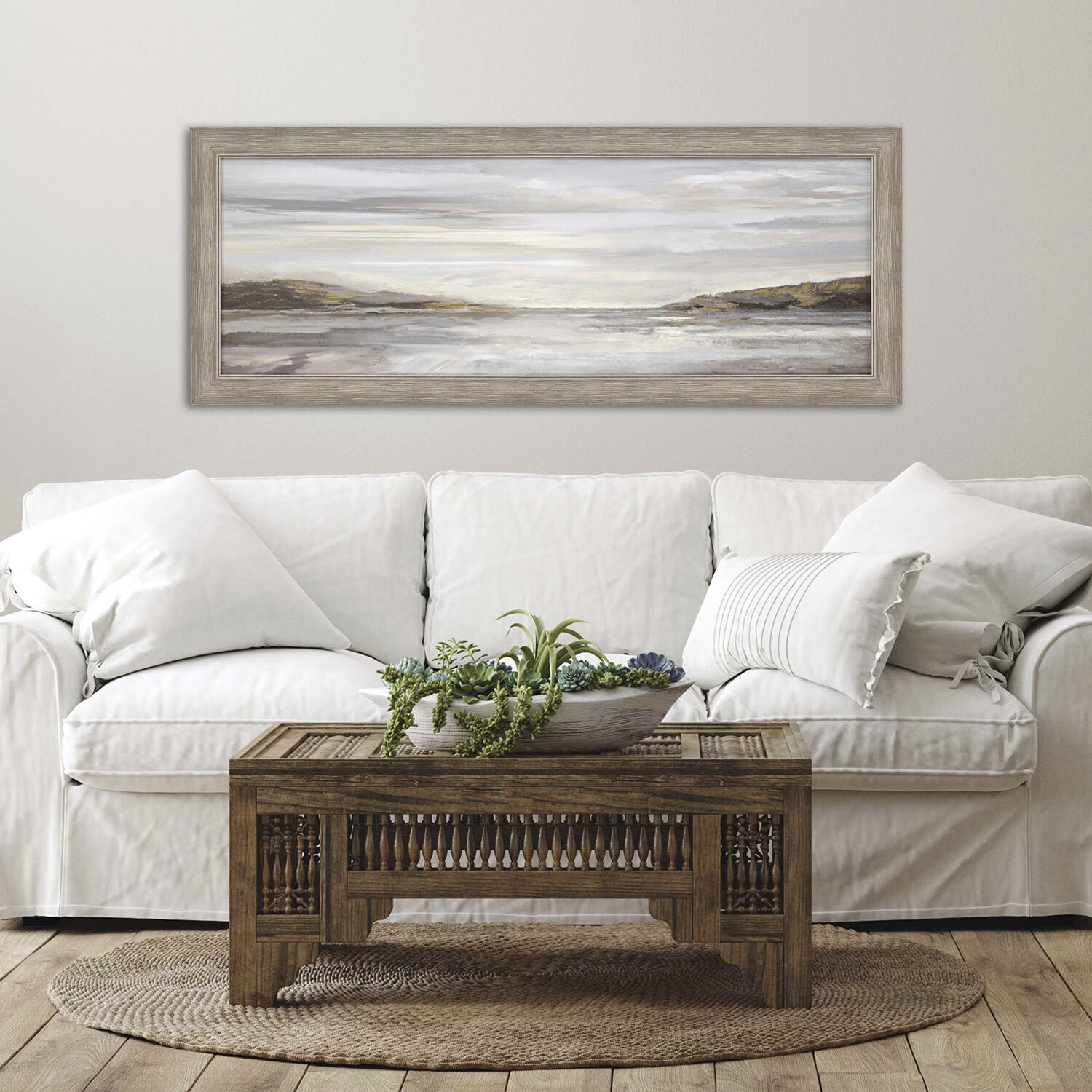 Waterside Gray and Beige and Black and Neutral Framed Art