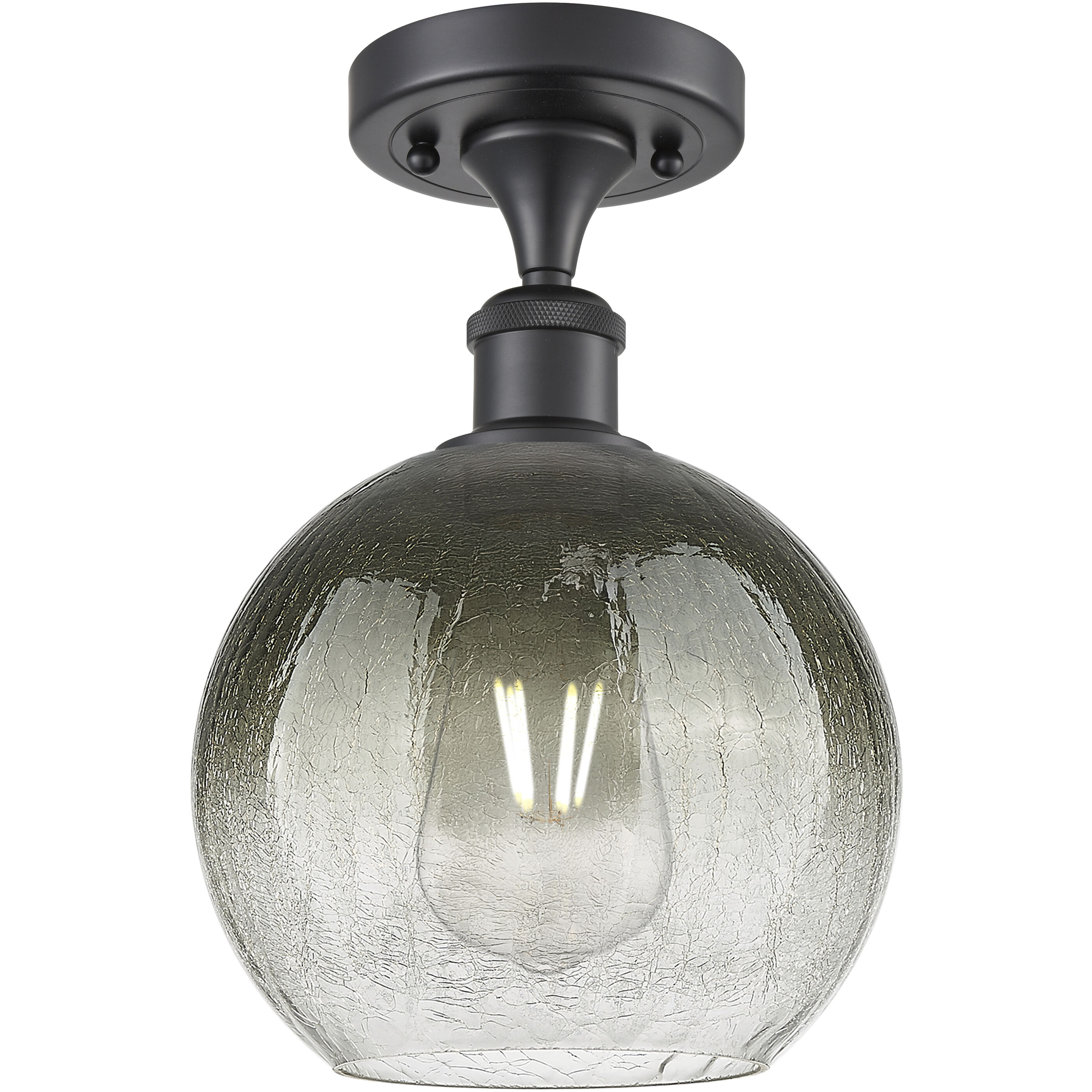 Ballston Brookhaven Globe 1 Light 7.88 inch Matte Black Semi-Flush Mount Ceiling Light in Slate Glass