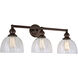 Union Square Madison 3 Light 27 inch Oil Rubbed Bronze Bathroom Wall Sconce Wall Light in Clear Bubble Glass