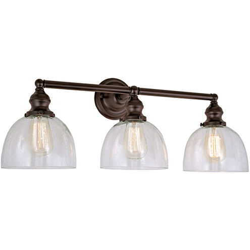 Union Square Madison 3 Light 27 inch Oil Rubbed Bronze Bathroom Wall Sconce Wall Light in Clear Bubble Glass