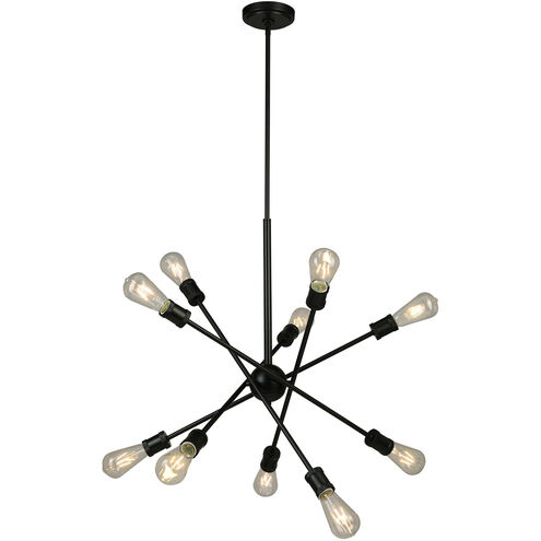 Etris Row 10 Light 27 inch Black Pendant Ceiling Light