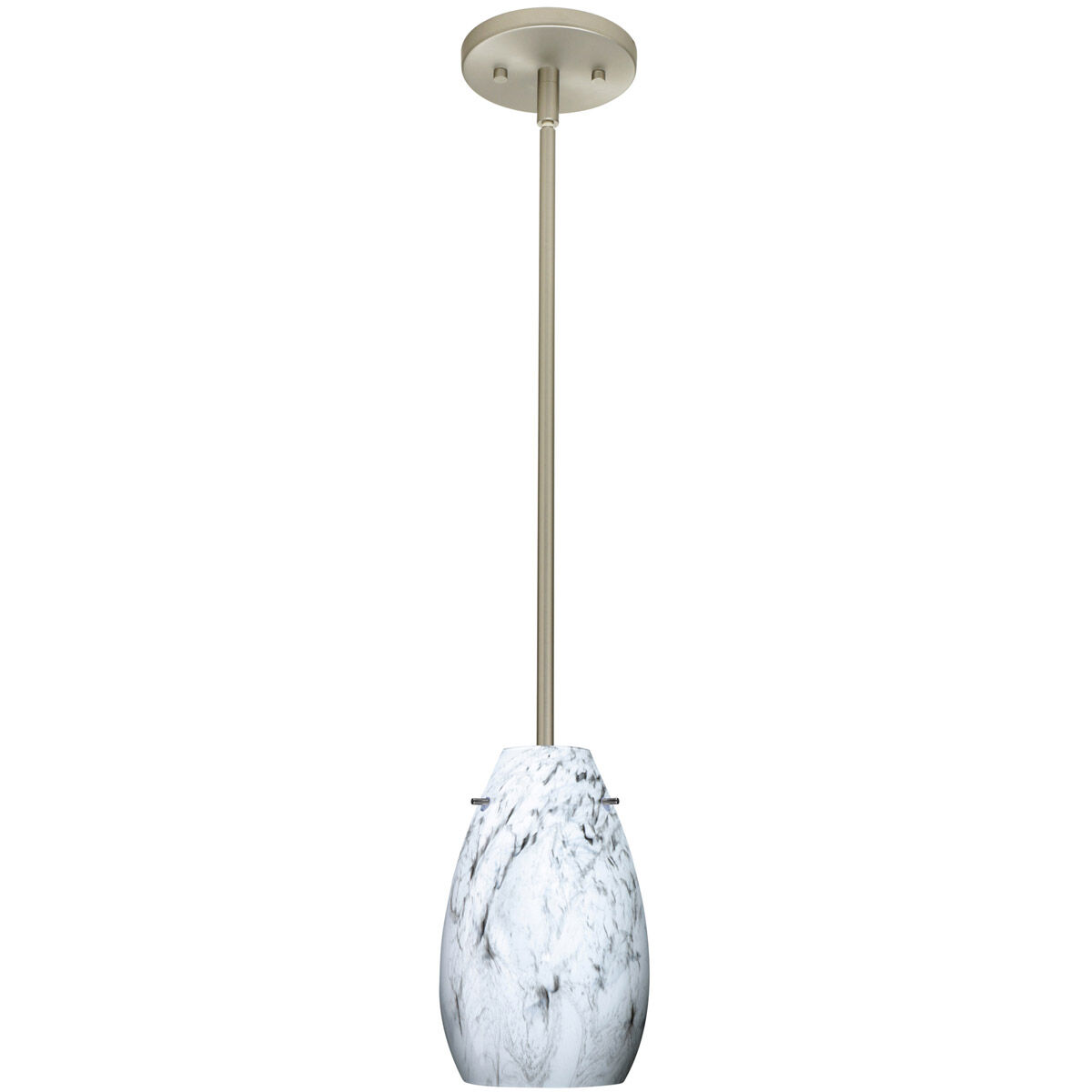 Pera 9 1 Light Satin Nickel Stem Pendant Ceiling Light in Incandescent, Marble Grigio Glass