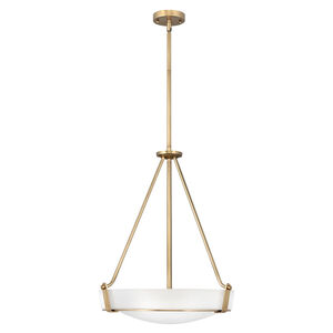 Hathaway LED 21 inch Heritage Brass Pendant Ceiling Light in Etched White