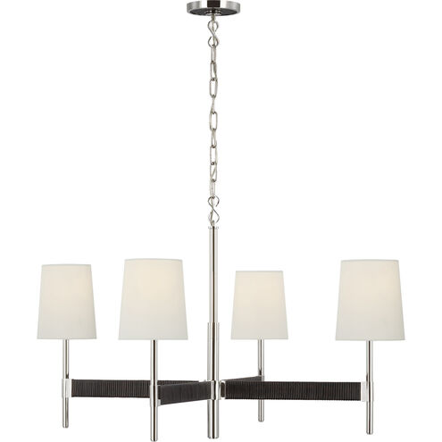 Suzanne Kasler Elle LED 36 inch Polished Nickel and Black Rattan Chandelier Ceiling Light, Large