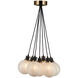 Gem LED 18 inch Black and Brushed Brass Chandelier Ceiling Light in Glossy Textured White