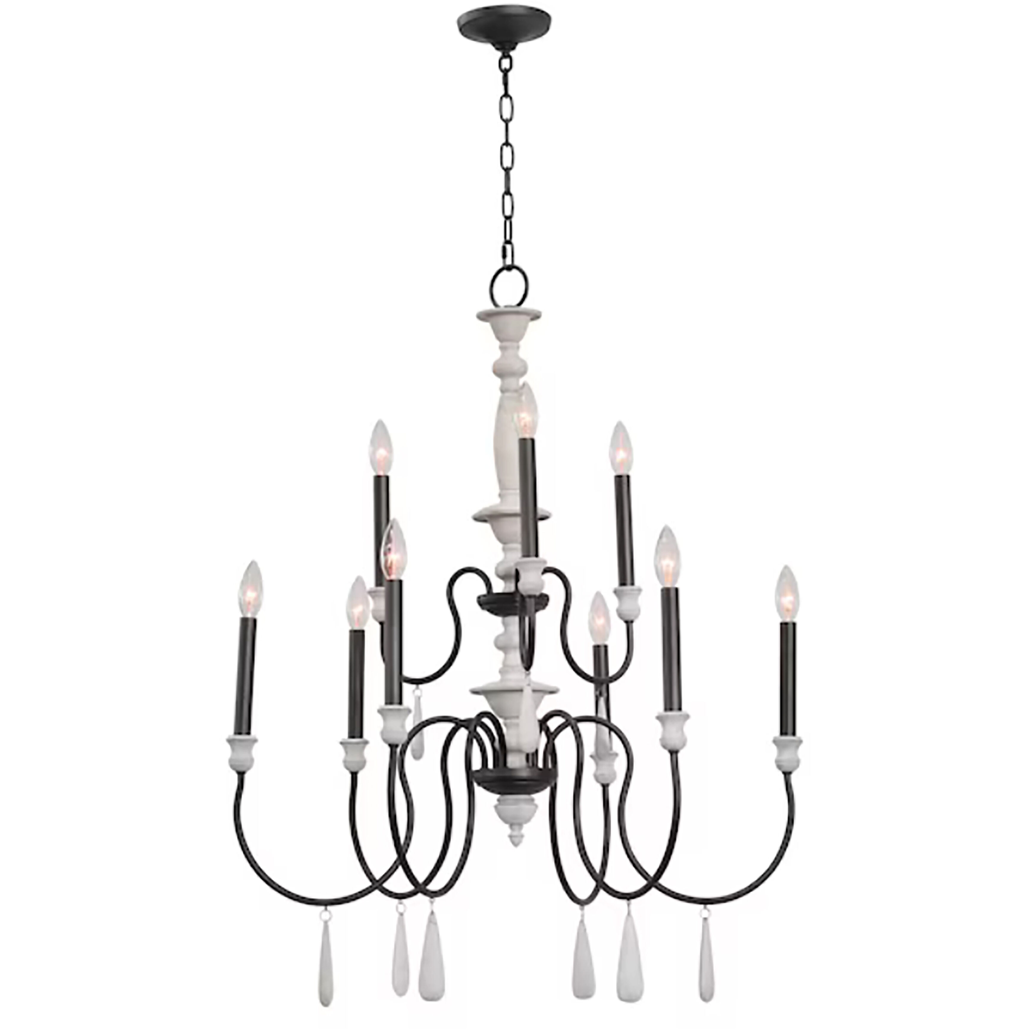Brownell 9 Light 30 inch Charcoal with Antique White Chandelier Ceiling Light