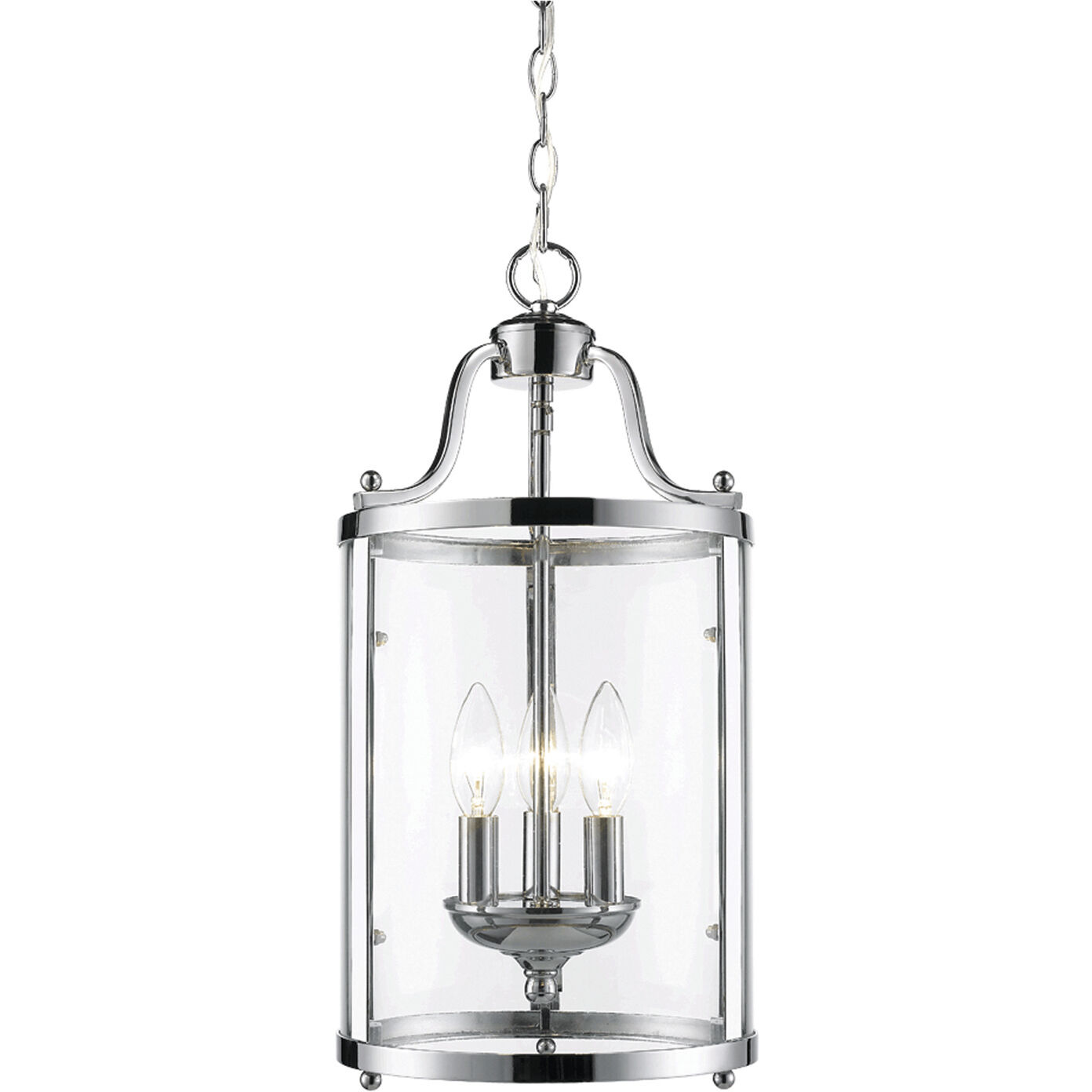 Payton Pendant Ceiling Light in Chrome, Caged
