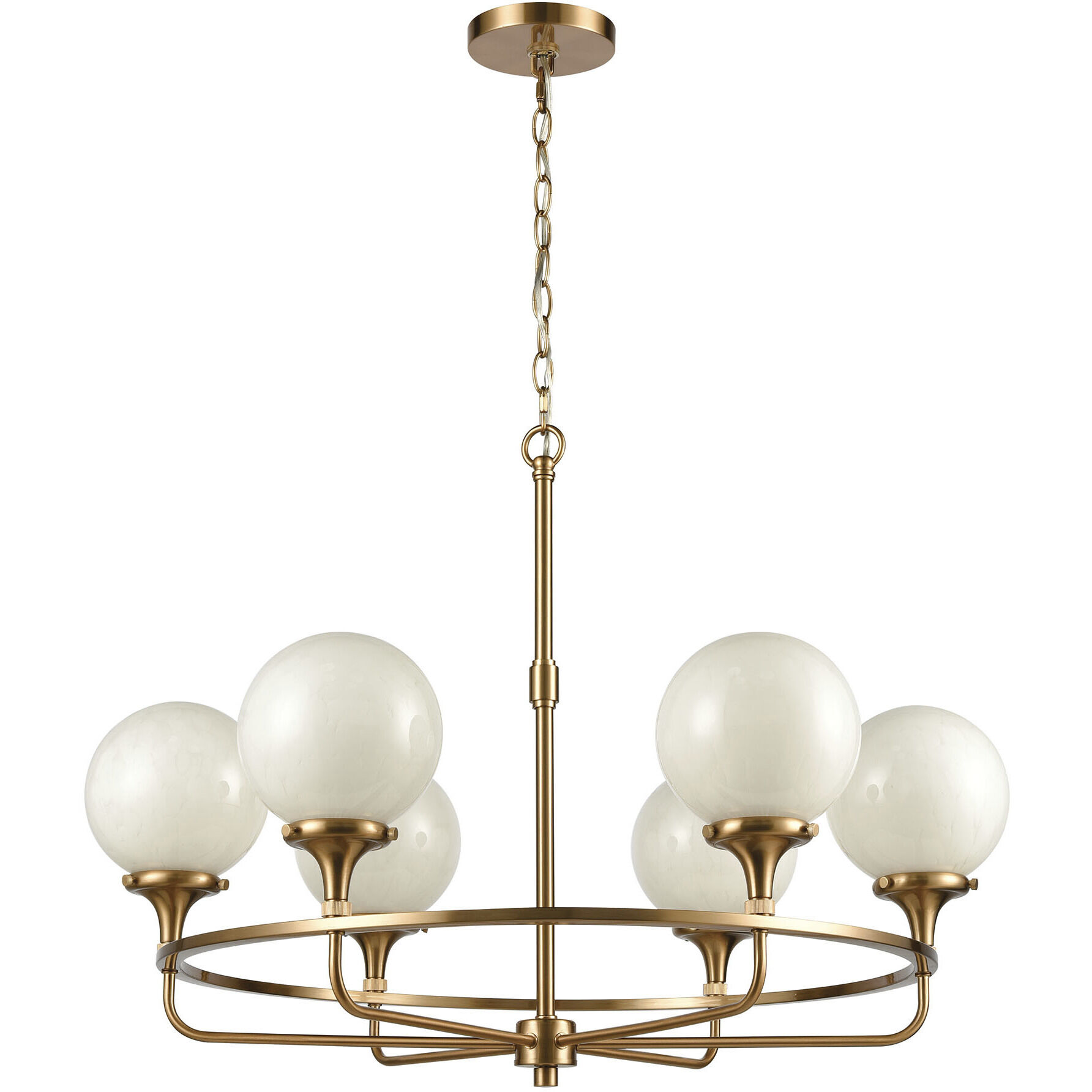 Beverly Hills 6 Light 30 inch Satin Brass Chandelier Ceiling Light