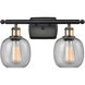 Ballston Belfast 2 Light 16 inch Black Antique Brass Bath Vanity Light Wall Light in Seedy Glass, Ballston